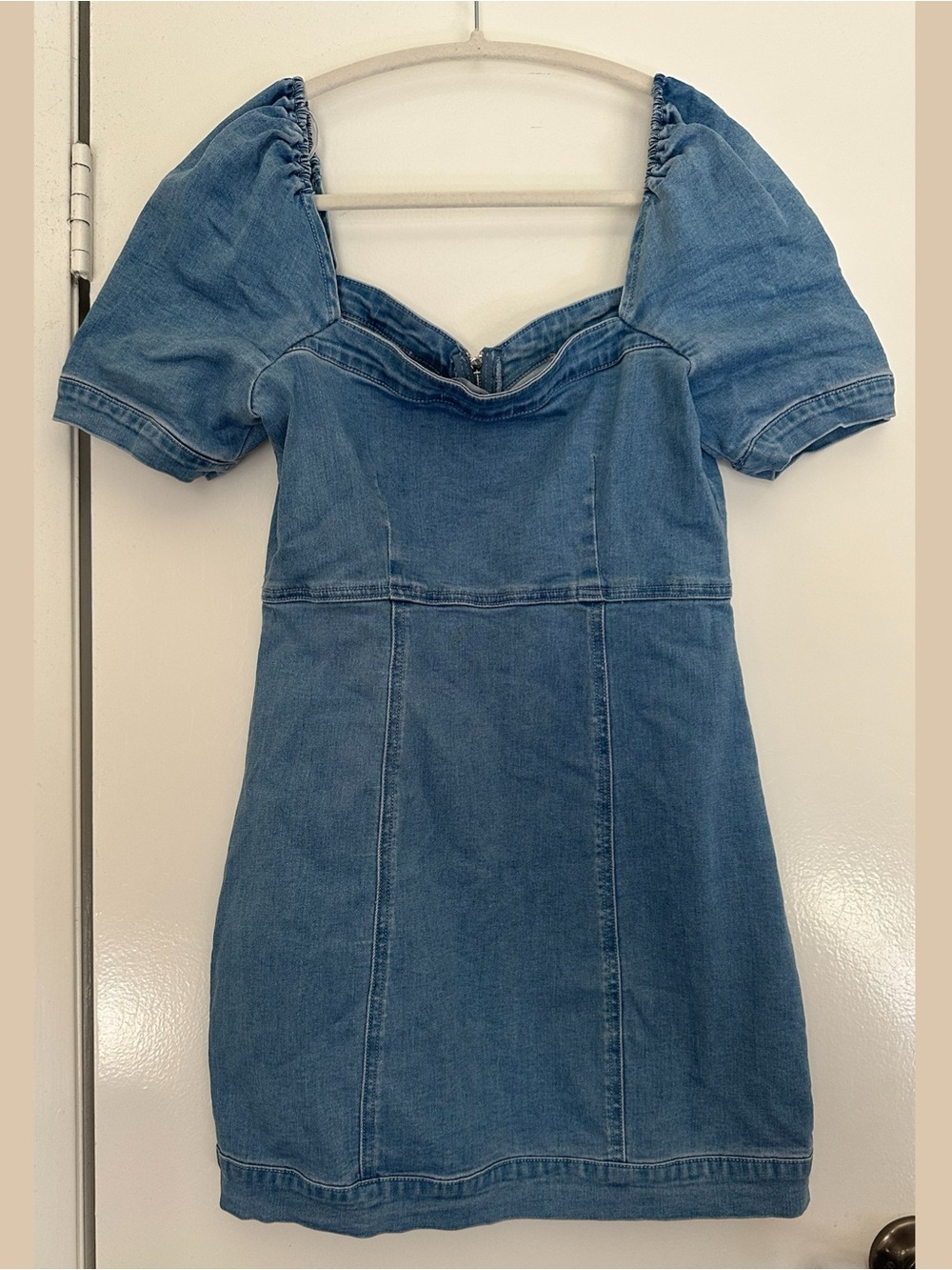 Lulus Trending Vibe Medium Wash Zip-front Denim Dress Blue - Size M - Picture 7 of 9